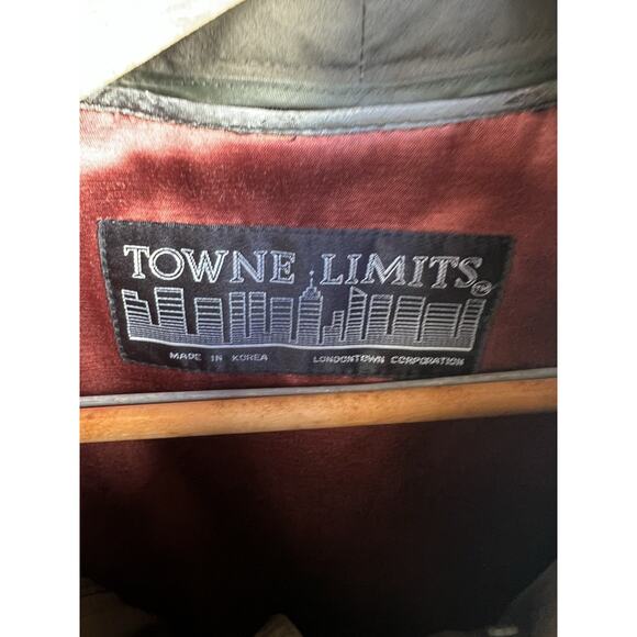 Vintage Towne Limits Trench Coat Mens XL Double Breasted Army Green Lined - Picture 2 of 2